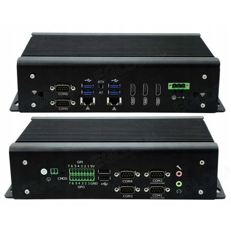 Przemysłowy mini PC G13 fanless 3xHDMI 2xRJ45 2xLAN 6xCOM GPIO GPO ATX/AT