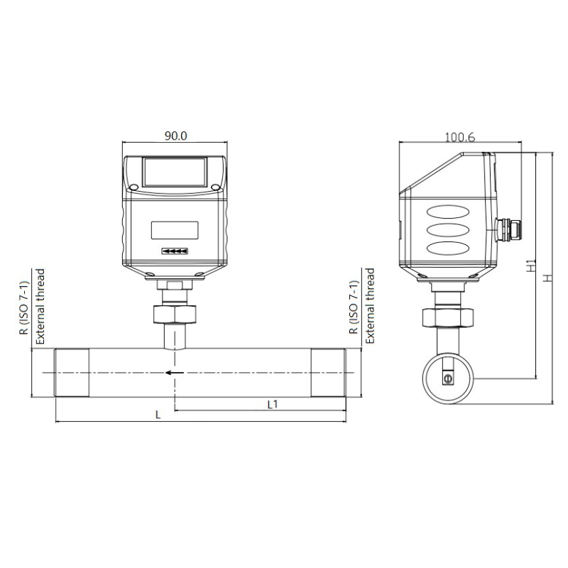 Termiczny masowy czujnik przepływu sprężonego powietrza i gazów